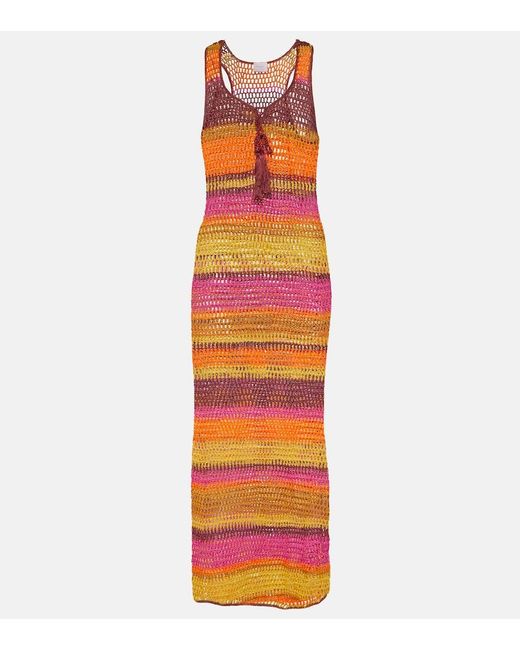 Vestido largo de croche de algodon Anna Kosturova de color Orange