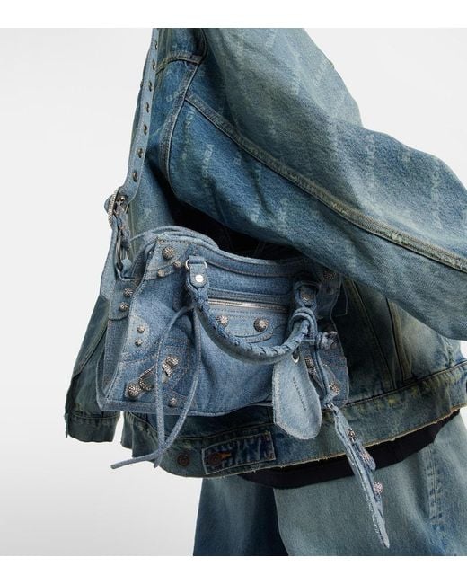 Balenciaga Blue Neo Cagole Xs Denim Shoulder Bag