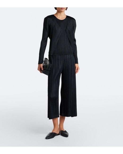 Pleats Please Issey Miyake Black Basics Pleated Cardigan