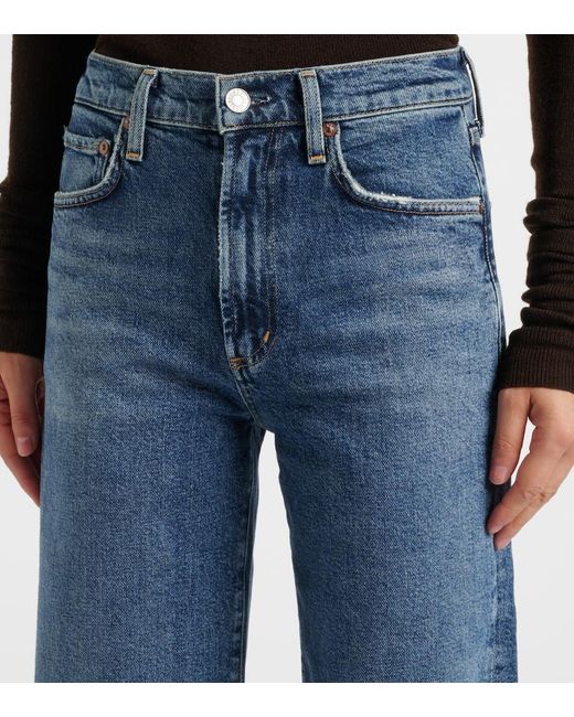 Agolde Blue Harper Mid-Rise Straight Jeans
