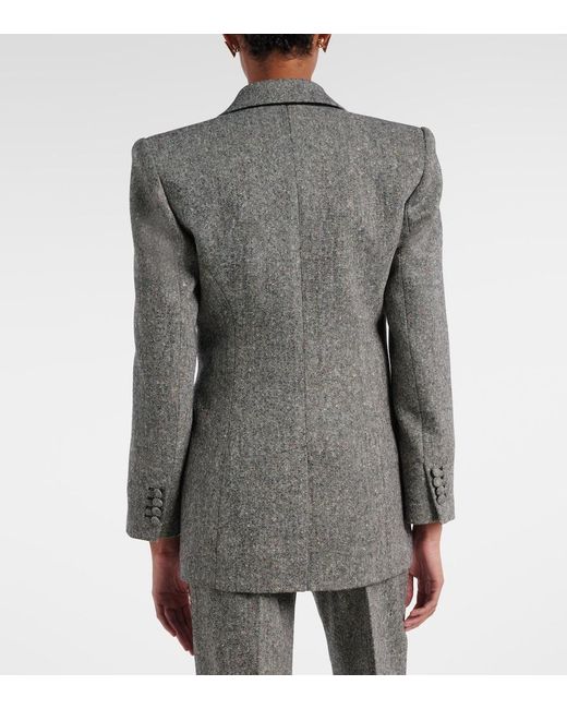 Valentino Gray Double-Breasted Wool-Blend Blazer