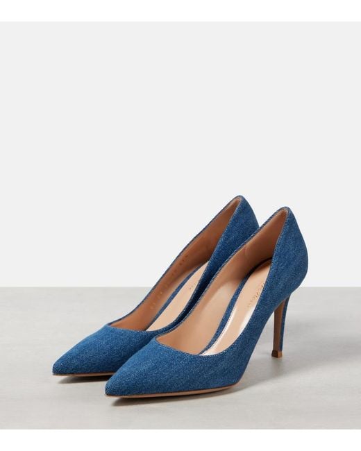 Gianvito Rossi Blue Gianvito 85 Denim Pumps