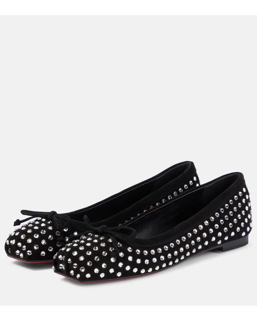Christian Louboutin Black Mamadrague Strass Boum Suede Flat