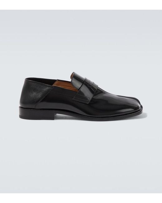 Maison Margiela Black Tabi Leather Penny Loafers for men