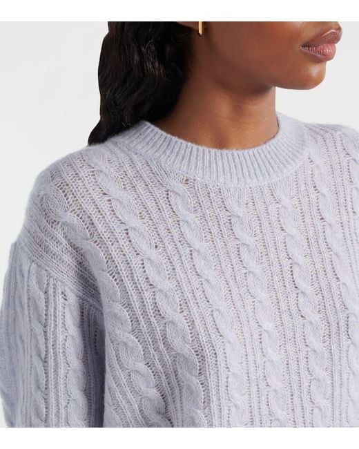Lisa Yang White Kenzie Cable-Knit Cashmere And Silk Sweater