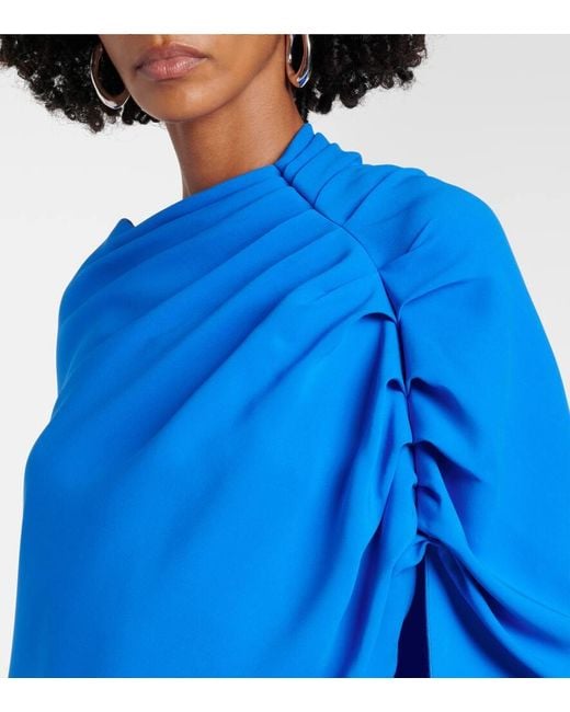 Robe Longue En Soie Melangee Oscar de la Renta en coloris Blue