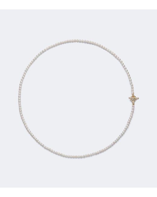 David Yurman White Pearl Classics Petite 18Kt Necklace With Freshwater Pearls And Diamonds