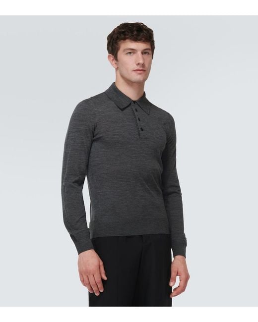 Tom Ford Black Wool Polo Shirt for men