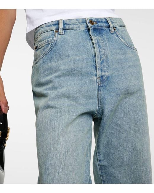 Jeans a gamba larga e vita media di Miu Miu in Blue