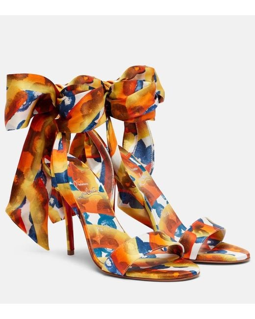 Christian Louboutin Orange Miss Z Sandale Du Désert Silk Sandals 100