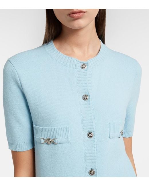 Versace Blue Medusa Wool And Cashmere Shirt Dress