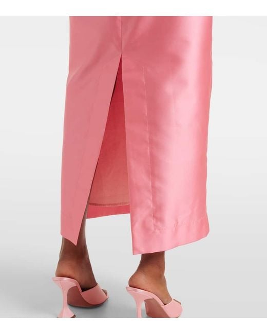 ALÉMAIS Pink Ruffled Off-Shoulder Gown