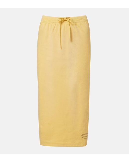 Acne Yellow Faded Cotton-Blend Midi Skirt