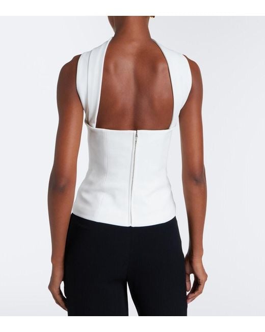 Roland Mouret White Scarf-Detail Crepe Corset Top
