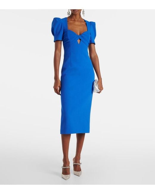 Rebecca Vallance Blue Antonella Cutout Crepe Midi Dress