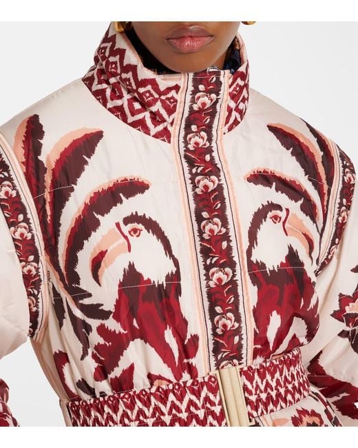 Farm Rio Red Reversible Printed Puffer Jacket