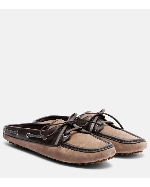 Brunello Cucinelli Brown Monili Suede Mules