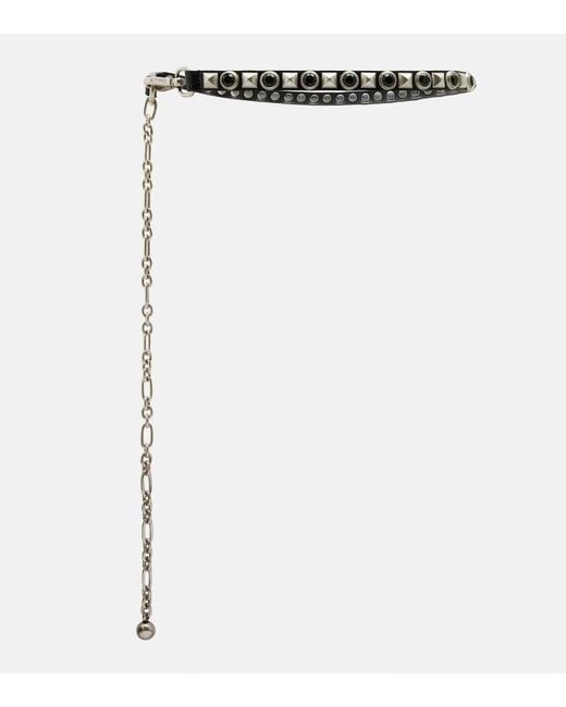 Etro White Embellished Leather Belt