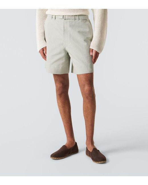Shorts De Algodon Y Lino Con Cinturon STÒFFA de hombre de color Gray
