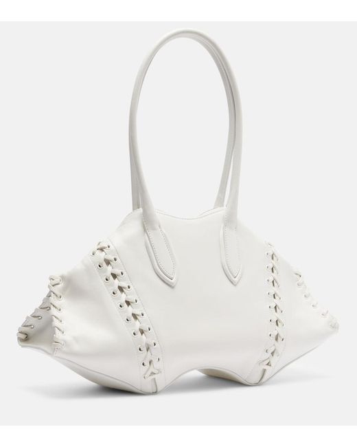 McQueen White Manta Medium Leather Shoulder Bag