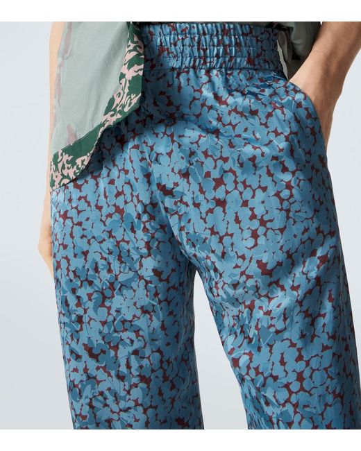 Dries Van Noten Blue Printed Straight Pants for men