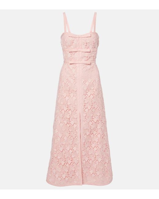 Giambattista Valli Pink Bow-Detail Macrame Midi Dress