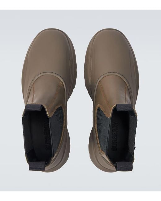 Burberry Chelsea Boots Aus Leder in Brown für Herren
