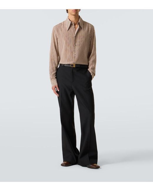 Valentino Brown Striped Silk Shirt for men