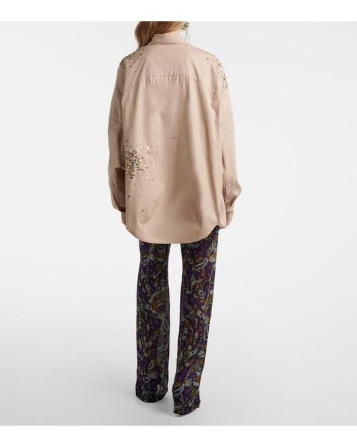 Dries Van Noten Gray Printed Wide-Leg Pants