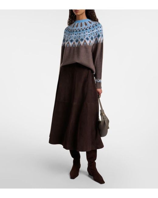 Staud Gray Zane Fair Isle Wool-Blend Sweater