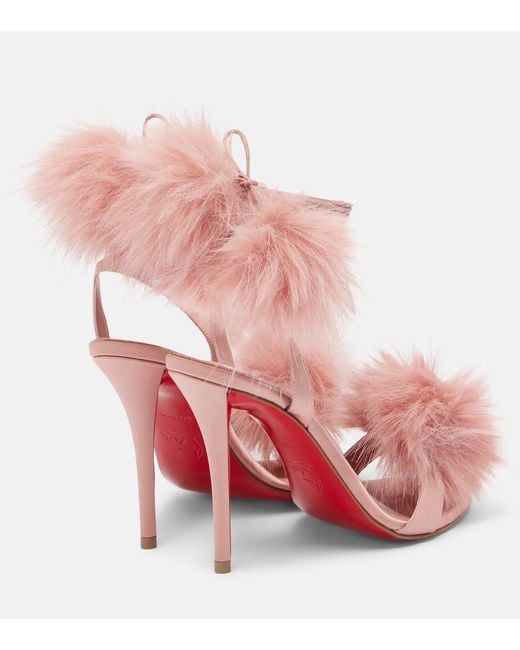 Christian Louboutin Pink Patapompom 100 Crepe Satin Sandals