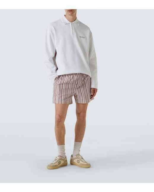 Gucci White Cotton Piquet Polo Shirt With Web for men