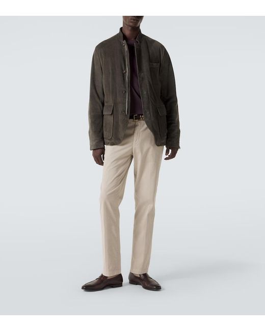Eleventy Green Suede Jacket for men