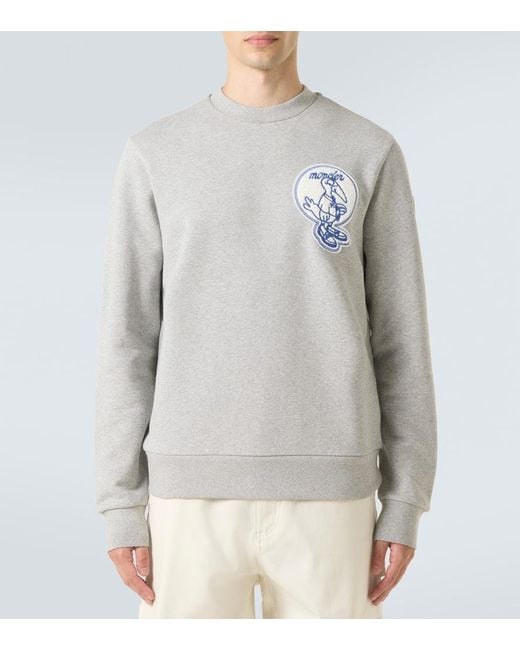Moncler White Patch-Applique Cotton Fleece Sweatshirt for men