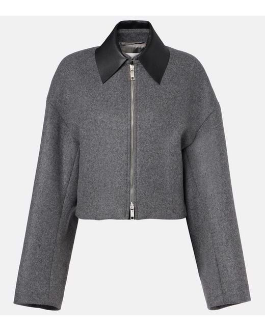 Sportmax Gray Vacuo Cropped Virgin Wool Jacket