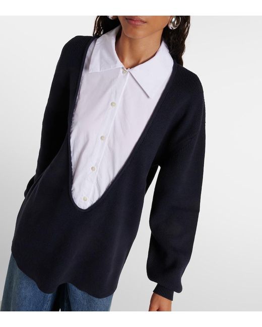 Staud Blue Coast Cotton And Cashmere Sweater