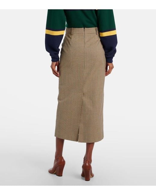 Frankie Shop Natural Alrose Houndstooth Midi Skirt