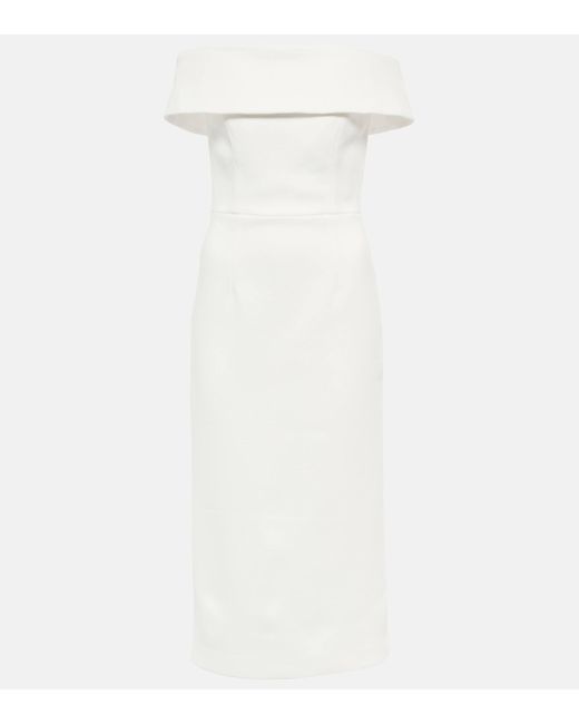 Rebecca Vallance White Bridal Amore Off-shoulder Crepe Midi Dress