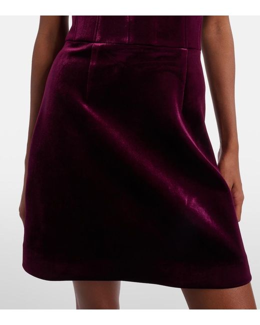 Rebecca Vallance Red Floral-Applique Velvet Minidress