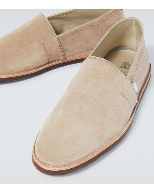 Brunello Cucinelli White Suede Slip-On Shoes for men