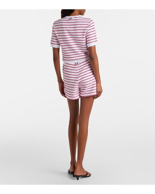 Thom Browne Red Striped Cotton Shorts