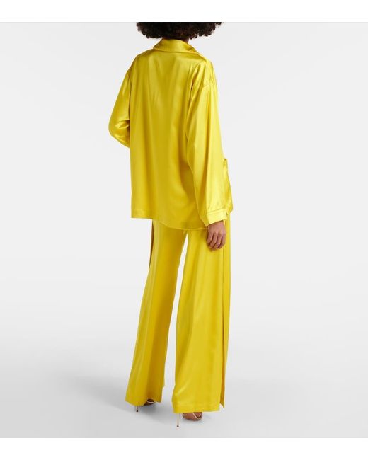 Max Mara Yellow Elegante Vasaio Silk Pajama Shirt