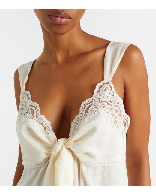 Chloé White Lace-Trimmed Silk Top