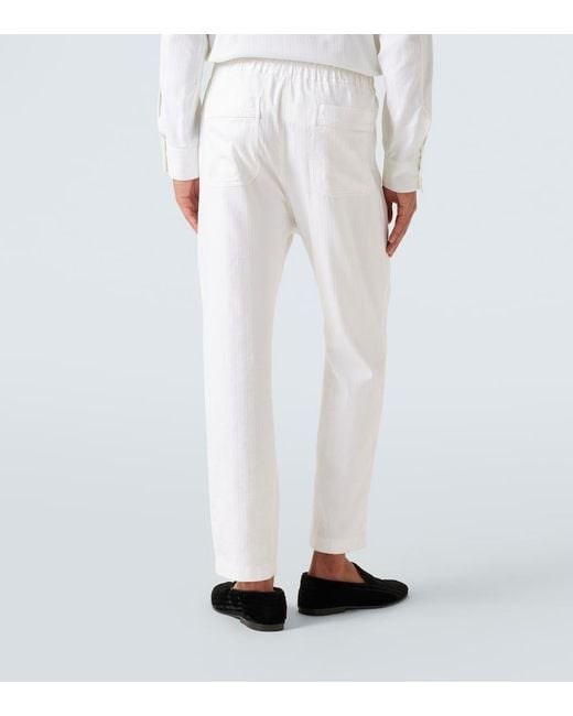 Tom Ford White Cotton And Silk Straight Pants for men