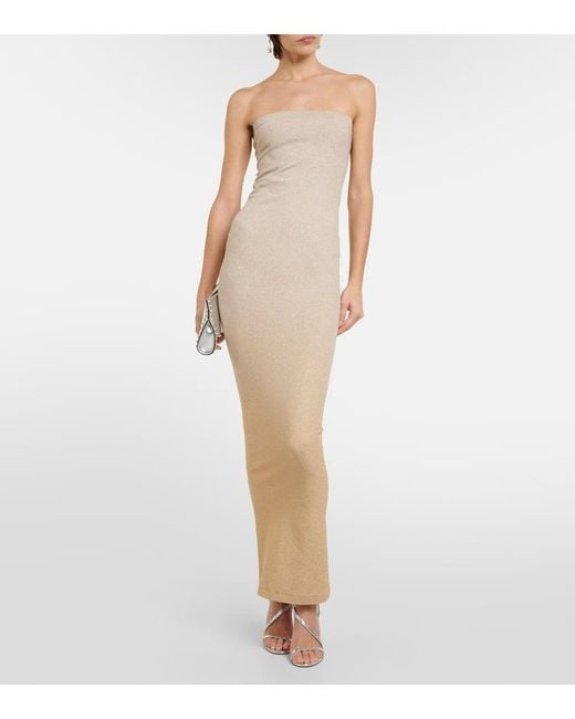 Wolford Fading Shine Strapless Maxi Dress in Natural