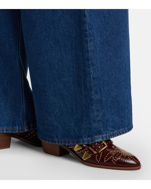 Chloé Brown Susan Studded Leather Mules