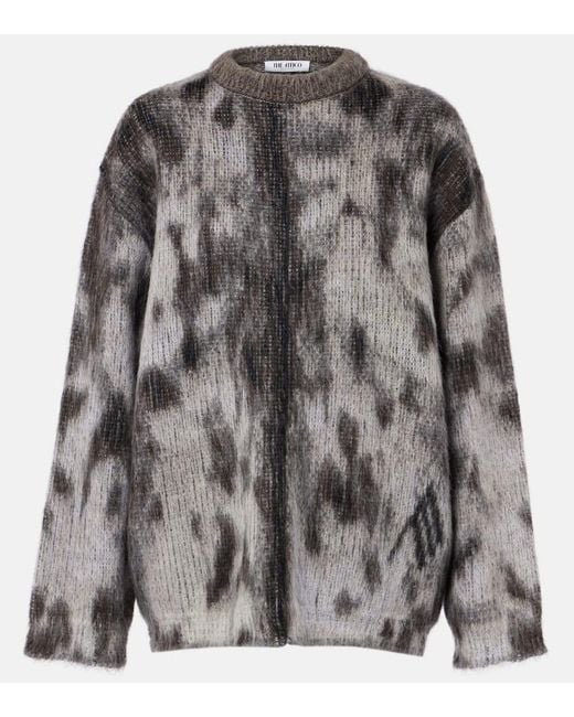 The Attico Gray Leopard-Print Jacquard Sweater