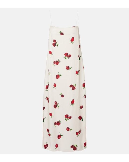 Khaite Pink Sicily Printed Twill Slip Dress