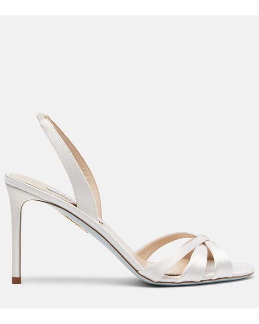 Aquazzura Natural Tati 85 Satin Slingback Sandals