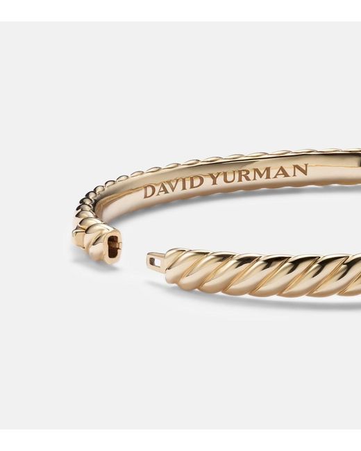 David Yurman Metallic Sculpted Cable Buckle 18Kt Bracelet With Diamonds